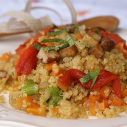 Paella de quinoa real amb tofu